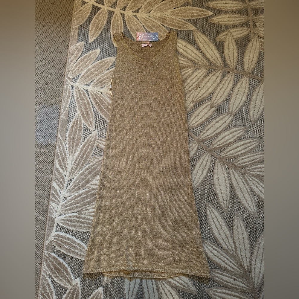 Gold knit dress/swim cover up by Yunika (S/M)
